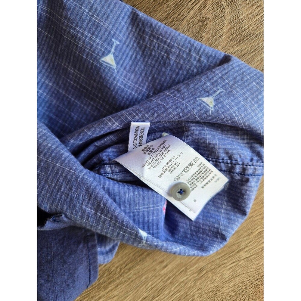 Tommy Bahama Martini Marlin Tropical Cotton Button Down Shirt Blue 🍸🏝️ - Picture 7 of 7